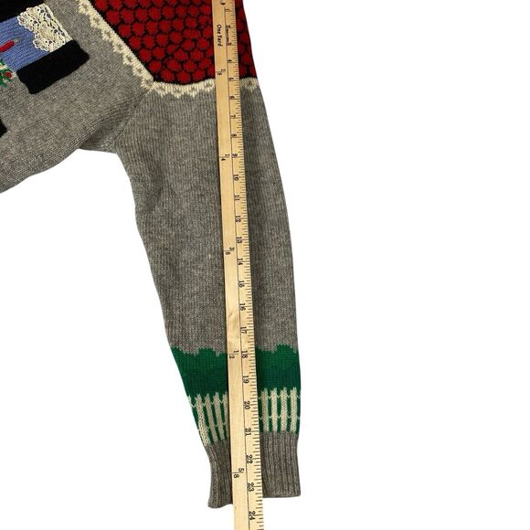 VTG Susan Bristol Wool Christmas Cottage Sweater L 90s Hand Embroidered Ugly 3D - Picture 8 of 8